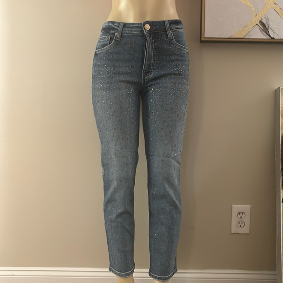 Kut from the Koth Reese Fab Ab Rhinestone HighWaist Ankle Slim Straight Leg Jean - Picture 4 of 8